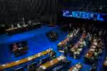 Plenário do Senado Federal durante sessão deliberativa ordinária. Ordem do dia. 

Na pauta, deliberação de autoridades sabatinadas pelas comissões permanentes e dos demais itens constantes da pauta publicada pela Secretaria-Geral da Mesa. 

Mesa: 
senador Sergio Moro (União-PR);
1º secretário da Mesa do Senado Federal, senadora Daniella Ribeiro (PSD-PB);
presidente do Senado Federal, senador Davi Alcolumbre (União-AP); 
secretário-geral da Mesa do Senado Federal, Danilo Augusto Barboza de Aguiar. 

Vista geral da bancada.

Foto: Jonas Pereira/Agência Senado