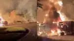 Caminhão com 44 mil litros de etanol tomba e causa incêndio na Dutra