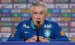 Carlo Ancelotti durante entrevista coletiva na Granja Comary, antes do duelo contra a Bolívia, pelas Eliminatórias